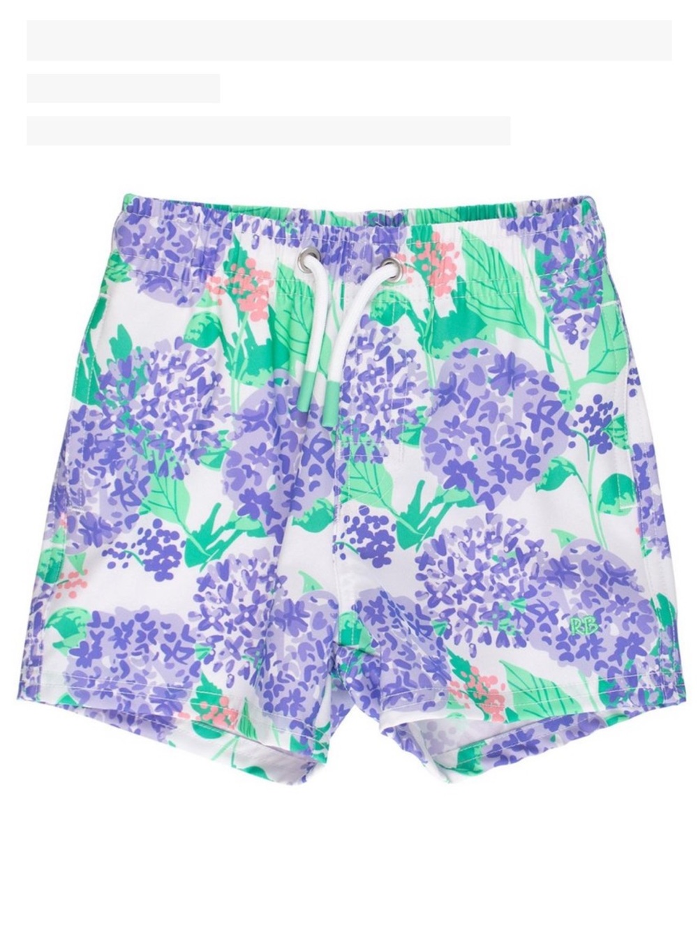 Men's Floral Swim Trunks in Lavender and Green